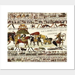 THE BAYEUX TAPESTRY William at Mont Saint-Michel ,Harold Rescuing Knights from Quicksand Posters and Art